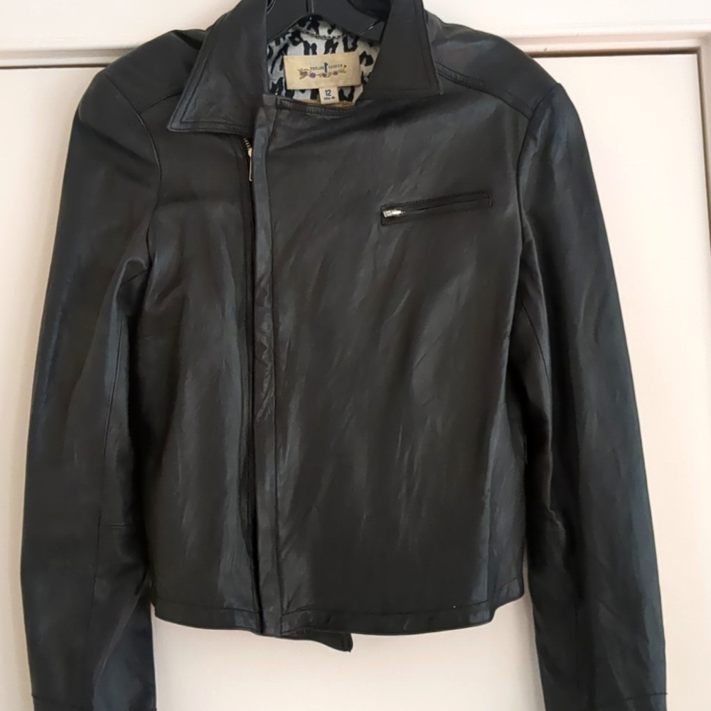 Black leather jacket size 10.